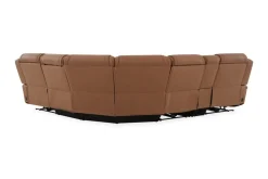 Max 6 Piece 2 Power Sectional W/ 2 Power Armless Recliner In Aline Timber Leather