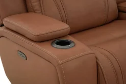 Max 6 Piece 2 Power Sectional W/ 2 Power Armless Recliner In Aline Timber Leather
