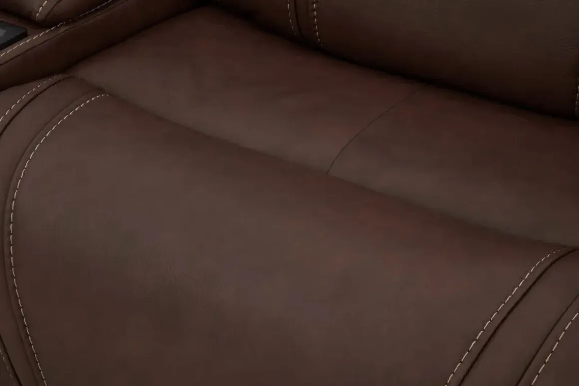 Max 6 Piece 2 Power Sectional W/ 2 Power Armless Recliner In Aline Timber Leather