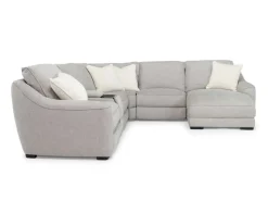 Mayflower 6 Piece 2 Power Chaise Sectional W/ 2 Power Armless Recliner & Audio Console In Ashland Sand, Left Facing