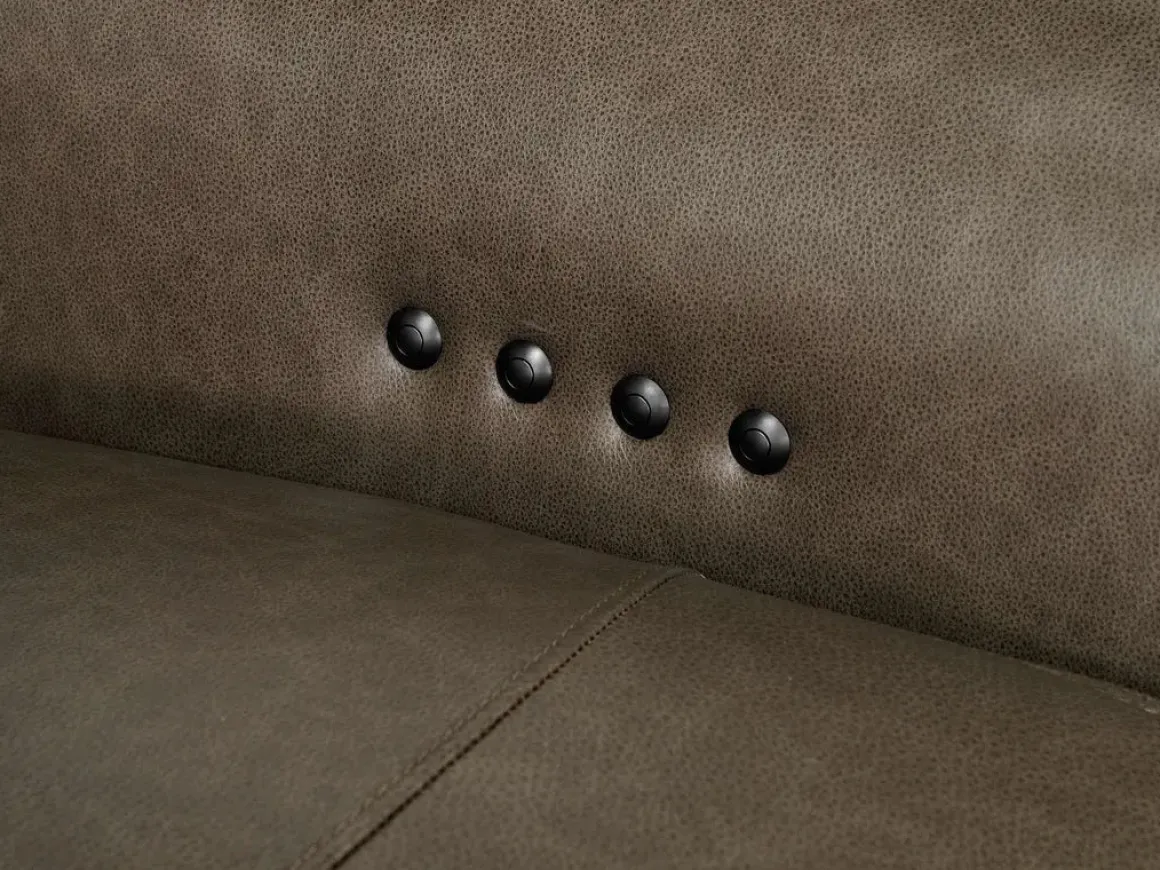 Mayflower 6 Piece 2 Power Chaise Sectional W/ 2 Power Armless Recliner & Audio Console In Seville Umber Leather, Left Facing