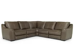 Mayflower 5 Piece 2 Power Sectional In Seville Umber Leather