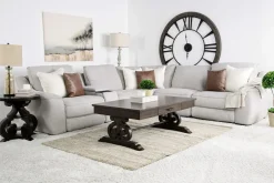 Mayflower 6 Piece 2 Power Sectional W/ 2 Power Armless Recliner & Audio Console In Ashland Sand