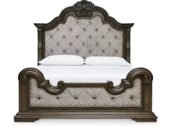 Maylee Upholstered Panel Bed In Dark Brown, Queen