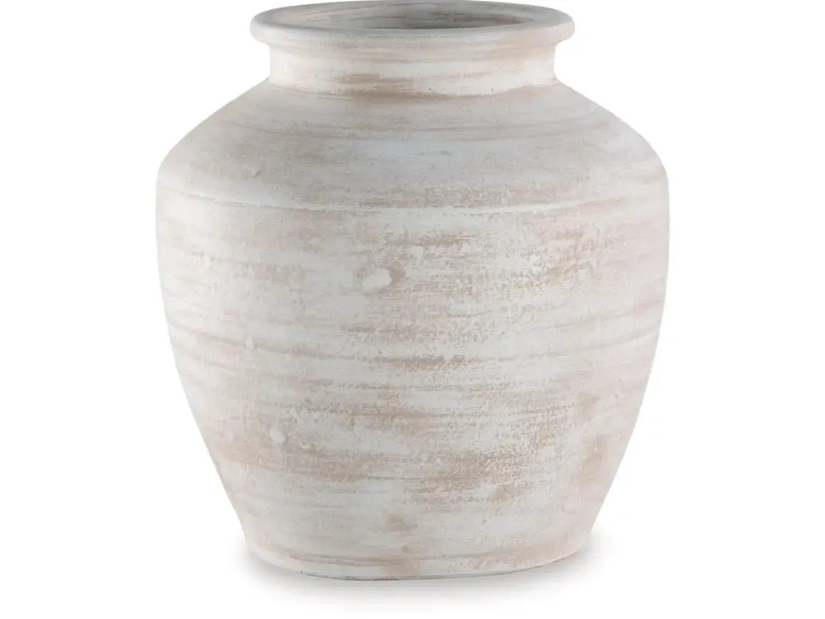 Meadie Tall Vase In Distressed White