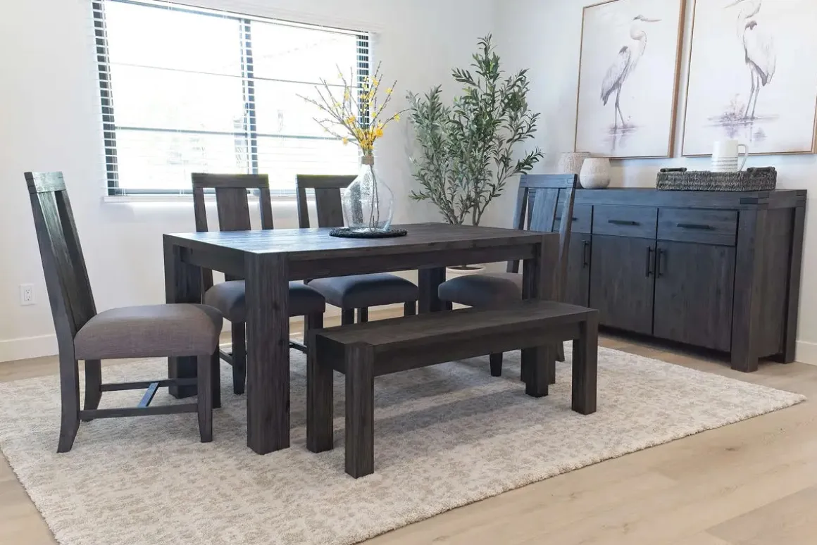 Meadow Extendable Dining Table, 4 Chairs & Bench In Brown