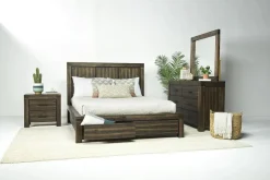 Meadow Panel Storage Bed, Dresser, Mirror & Nightstand In Gray, Full