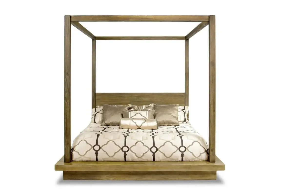 Melbourne Canopy Bed, Dresser, Mirror, Nightstand In Brown Mel, Queen