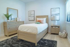 Merrifield Panel Bed, Dresser, Mirror & Nightstand In Pecan Sandy, Twin