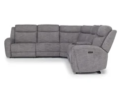 Mia 6 Piece 2 Power Sectional W/ 2 Power Armless Recliner In Gray