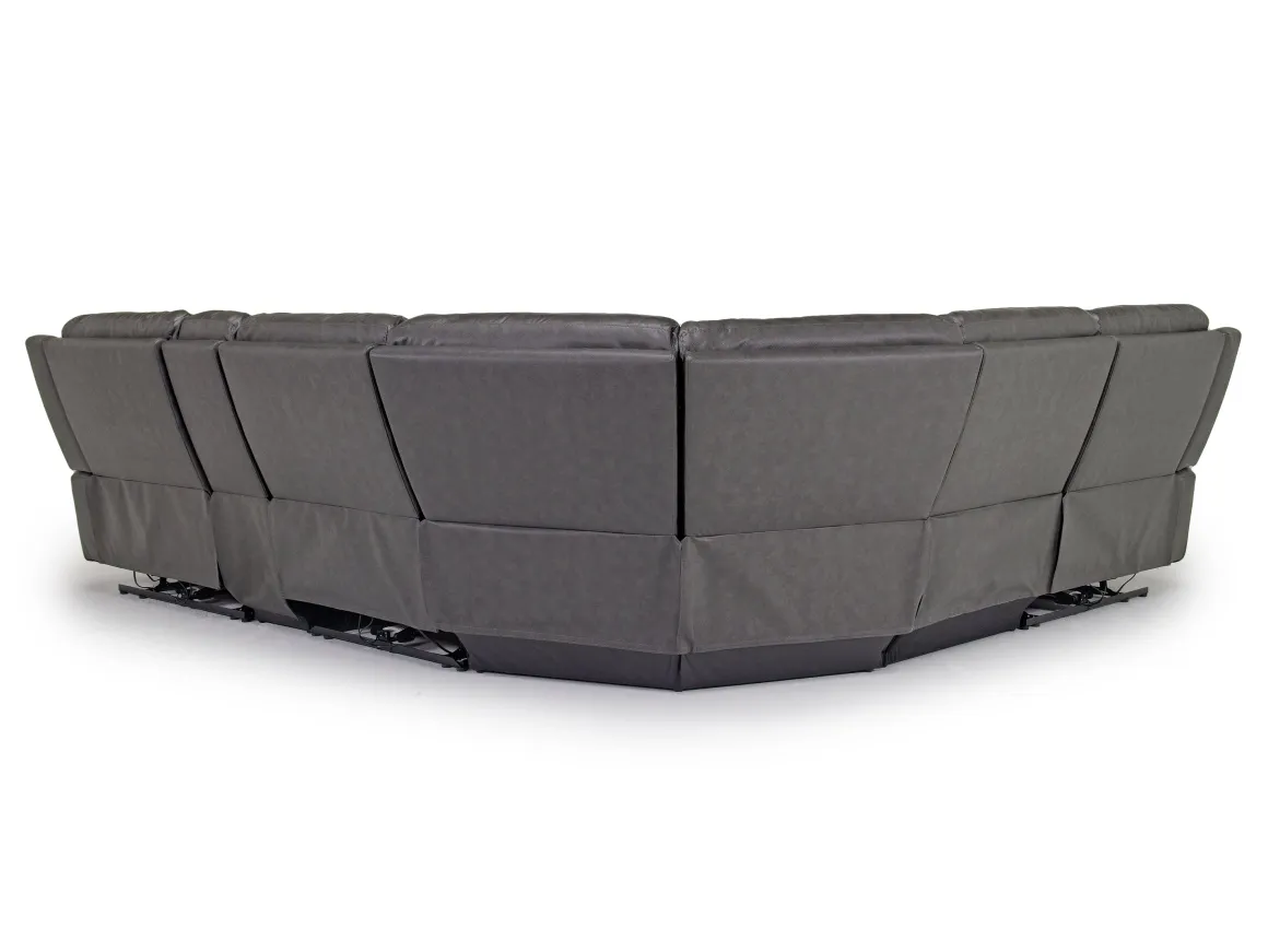 Mia 6 Piece 2 Power Sectional W/ 2 Power Armless Recliner In Gray