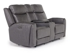 Mia 2 Power Console Loveseat In Gray