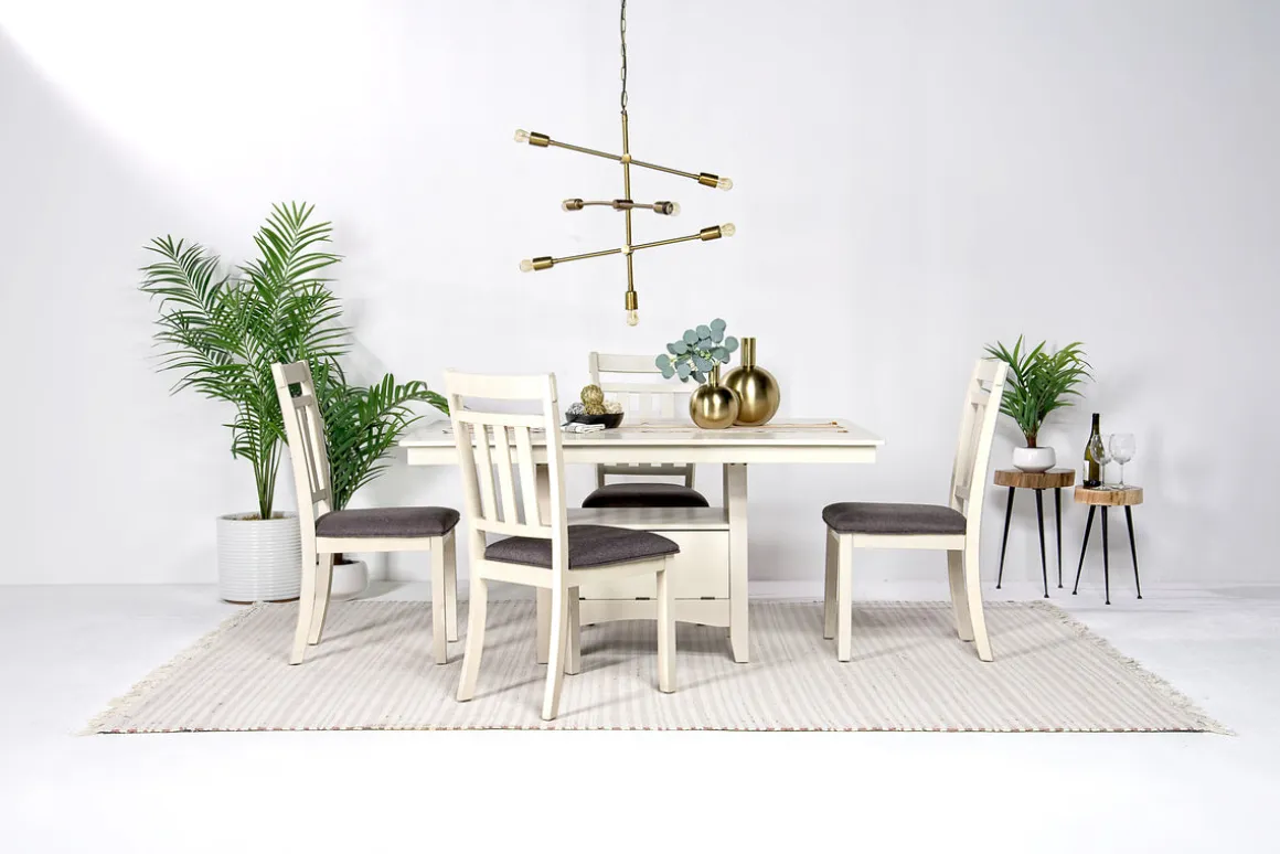 Miami Adjustable Dining Table & 4 Chairs In Gray