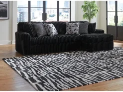 Midnight Madness Sofa Chaise Sectional In Onyx, Left Facing