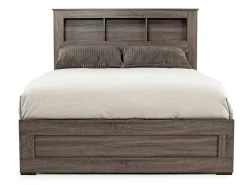 Naialyn Bookcase Bed, Dresser, Mirror & Nightstand In Gray, Full