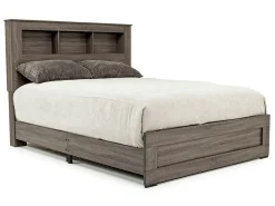 Naialyn Bookcase Bed, Dresser, Mirror & Nightstand In Gray, Full