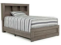 Naialyn Bookcase Bed, Dresser, Mirror & Nightstand In Gray, Full