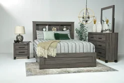 Naialyn Bookcase Bed In Gray, Full