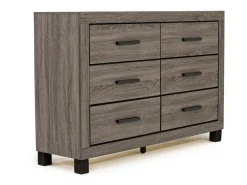 Naialyn Panel Bed, Dresser, Mirror & Nightstand In Gray, Full