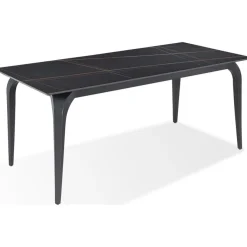 Nicoya Dining Table & 4 Chairs In Black Sintered Stone