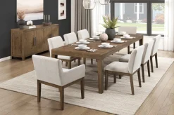 Oaklyn Dining Table, 6 Chairs & 2 Arm Chairs In Brown