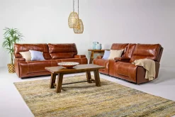 Oslo 3 Power Console Loveseat In Dark Brown Leather