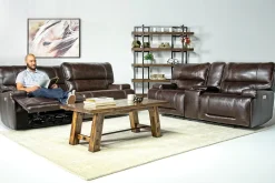 Oslo 3 Power Sofa In Brown Leather