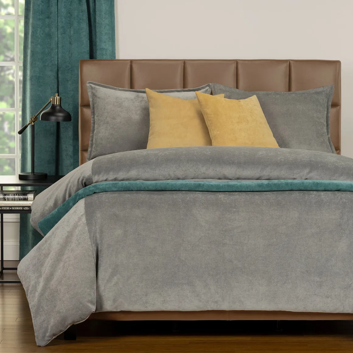 Padma Duvet Set In Harbor Gray, 5 Piece, Queen