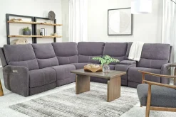 Palencia 6 Piece 3 Power Sectional W/ 3 Power Armless Recliner In Trento Dove