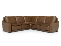 Paradise 5 Piece 2 Power Sectional W/ 2 Power Armless Recliner In Chestnut Leather