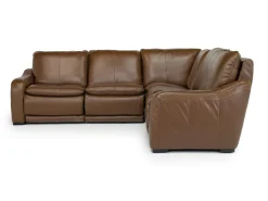 Paradise 5 Piece 2 Power Sectional W/ 2 Power Armless Recliner In Chestnut Leather