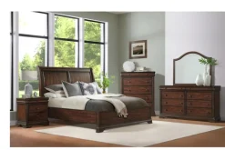 Phillipe Sleigh Bed, Dresser, Mirror & Nightstand In Cherry, Queen