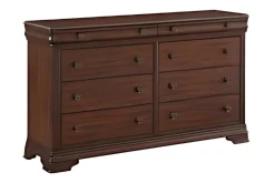Phillipe Sleigh Bed, Dresser, Mirror & Nightstand In Cherry, Queen