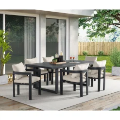Playa Outdoor Dining Table & 6 Chairs In Dark Gray