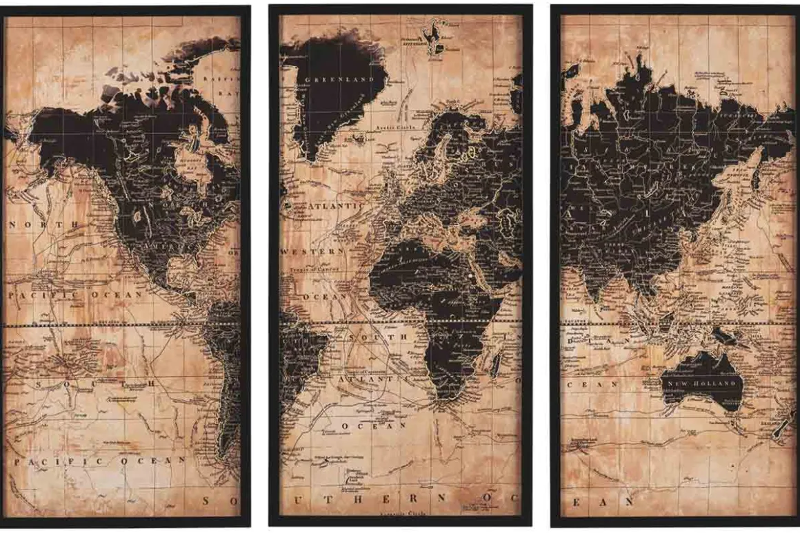 Pollyanna World Map, Set Of 3