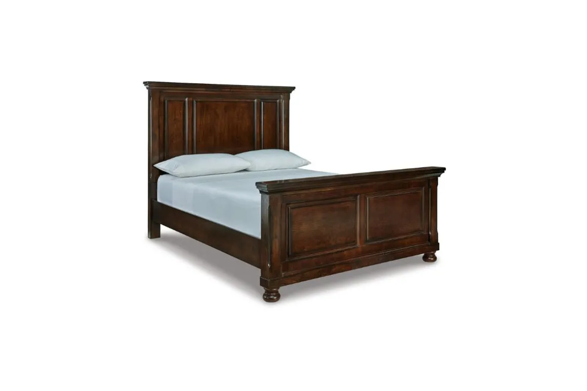 Porter Panel Bed, Dresser, Mirror & Nightstand In Rustic Brown, Queen