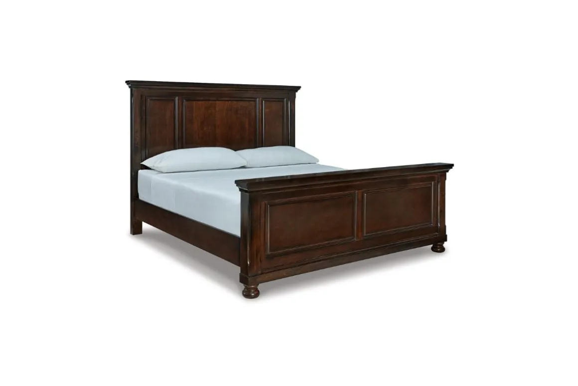 Porter Panel Bed, Dresser, Mirror & Nightstand In Rustic Brown, Queen