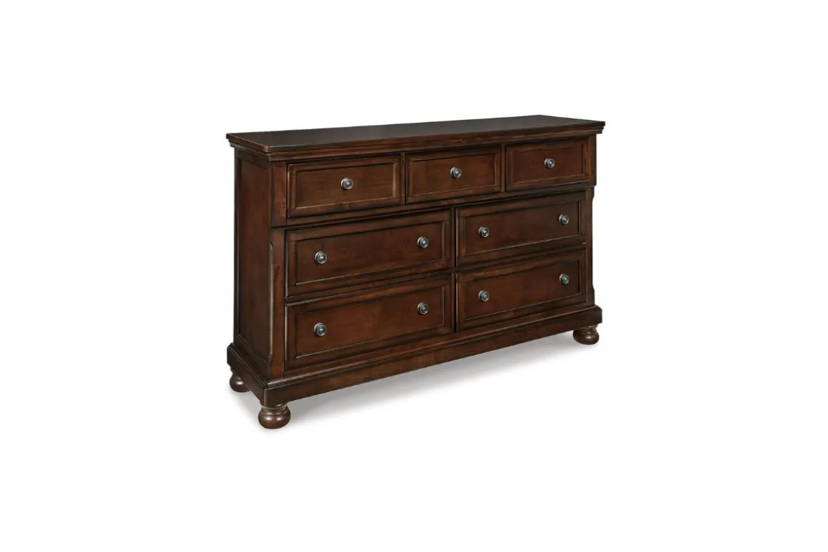 Porter Storage Bed, Dresser, Mirror, Nightstand In Rustic Brown, Queen