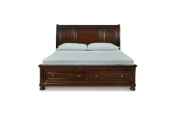 Porter Storage Bed, Dresser, Mirror, Nightstand In Rustic Brown, Queen