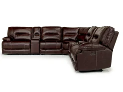 Retreat 7 Piece Power Sectional In Cognac Leather