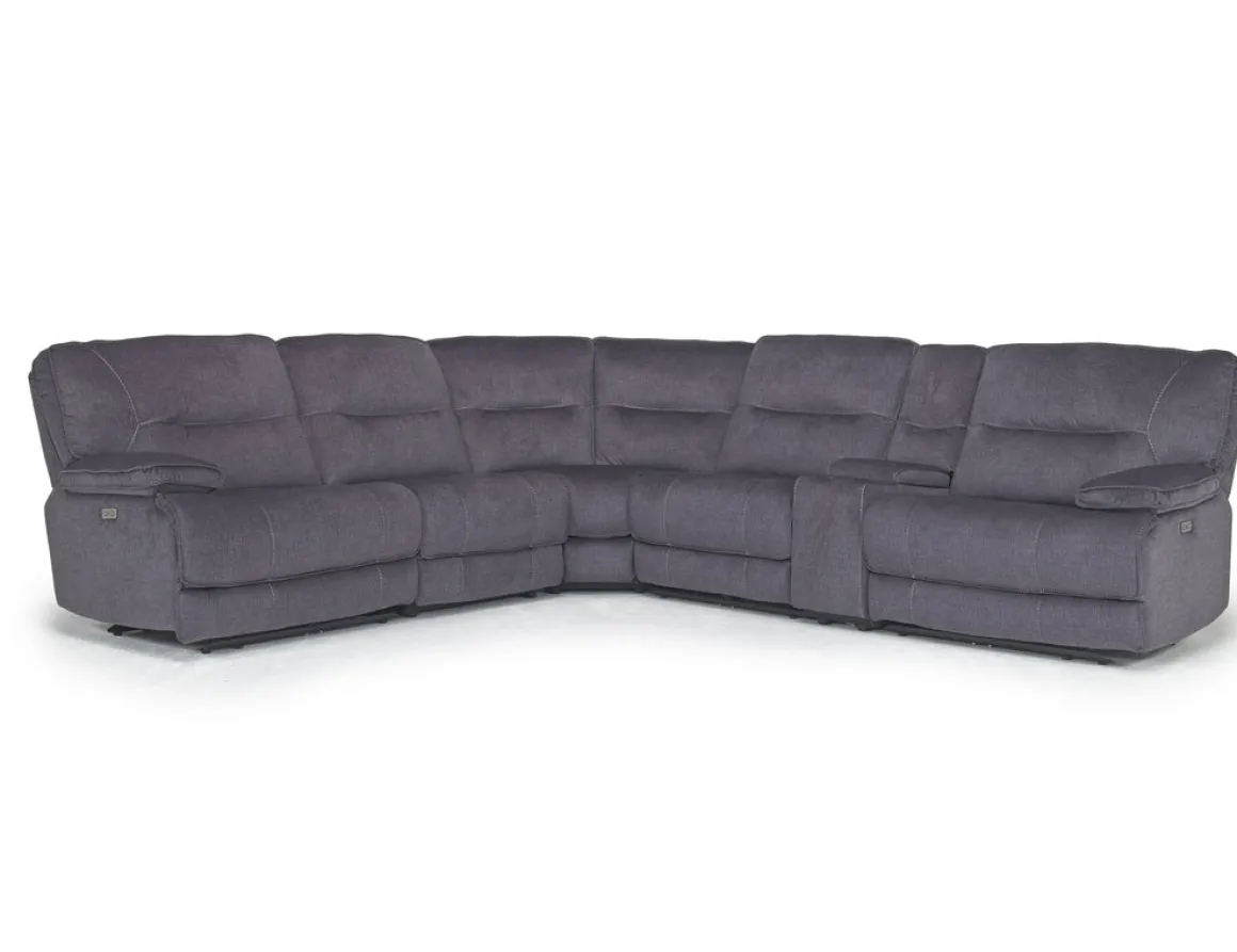 Retreat 6 Piece Power Sectional W/ Power Armless Recliner In Cognac Leather