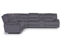 Retreat 6 Piece Power Sectional W/ Power Armless Recliner In Cognac Leather