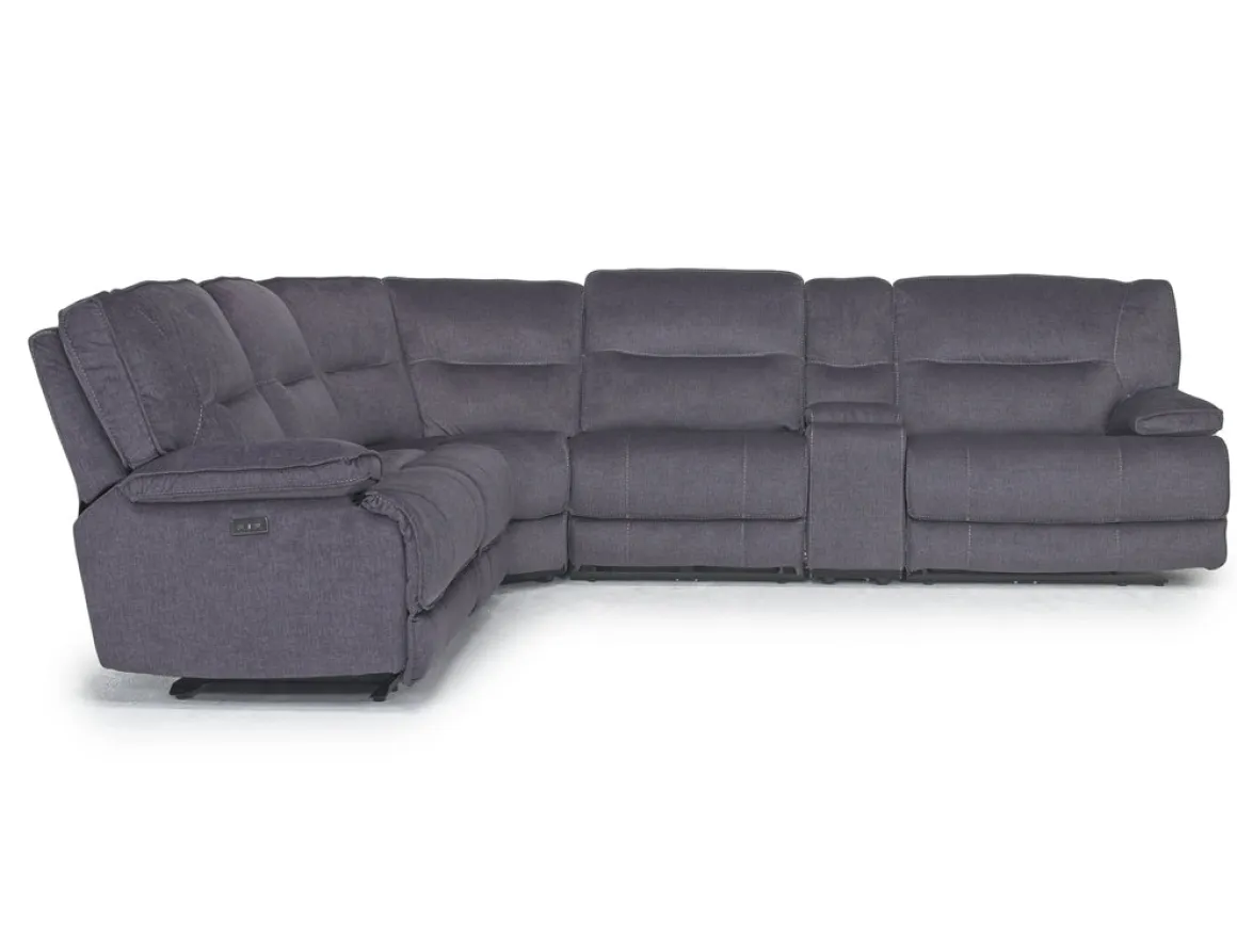 Retreat 6 Piece Power Sectional W/ Power Armless Recliner In Cognac Leather