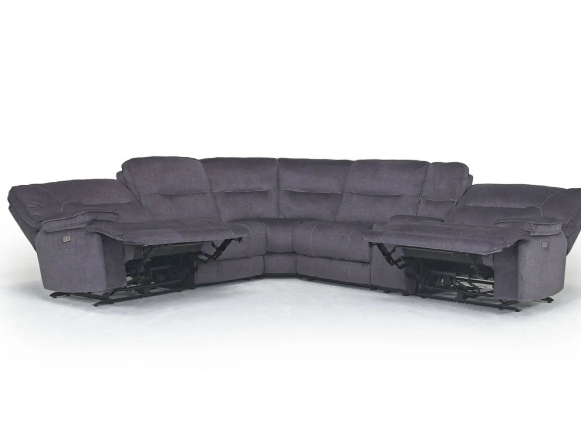 Retreat 6 Piece Power Sectional W/ Power Armless Recliner In Cognac Leather