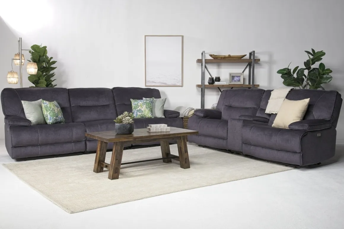 Retreat Power Console Loveseat In Charcoal