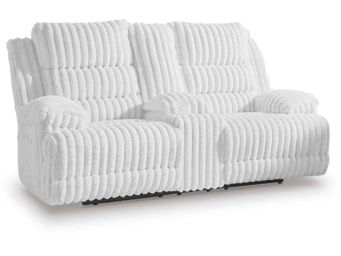 Rhine Falls Power Console Loveseat In Alloy