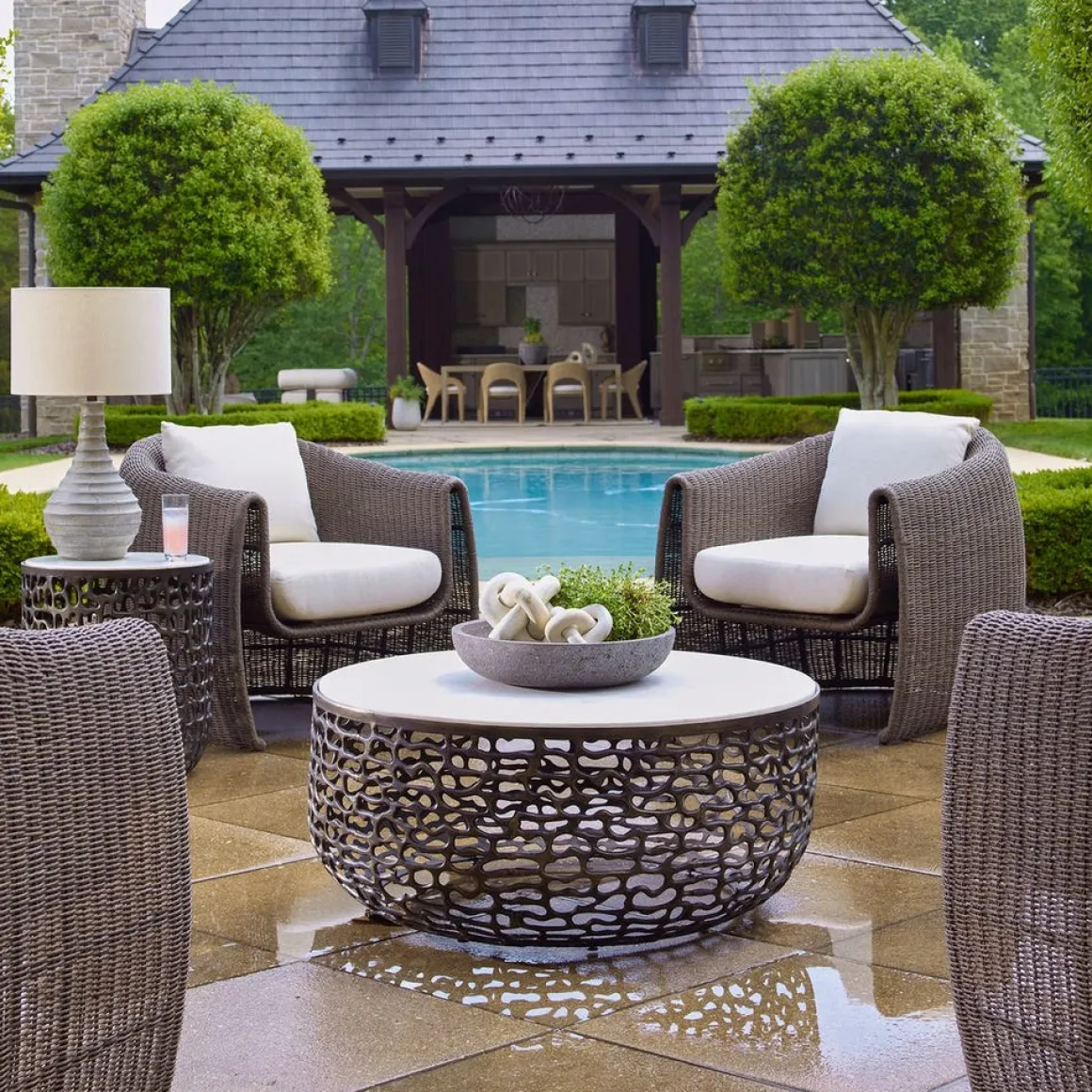 Sabena Outdoor Round Coffee Table In Black