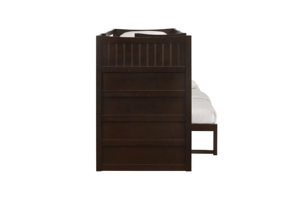 Sami Bunk Bed W/ Storage Steps In Espresso, Twin/Twin, Right Facing