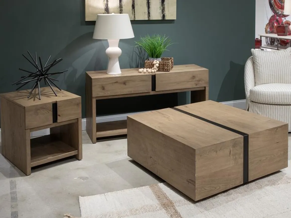 Sawyer Square Coffee Table In Rustic Caramel