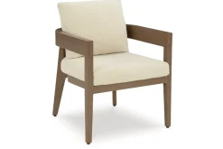 Serene Bay Outdoor Dining Table & 6 Arm Chairs In Dark Brown